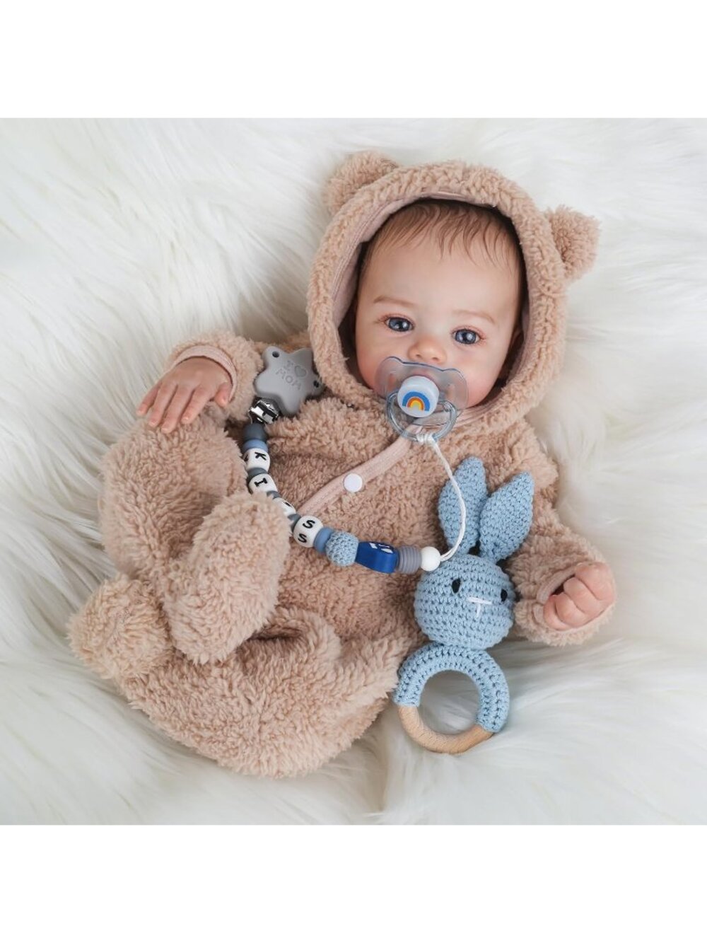 18" Beige Realistic Baby Doll Lifelike Full Baby Boy with Soft Vinyl Body Kid 3+